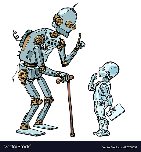 old-and-new-robot-vector-26766652